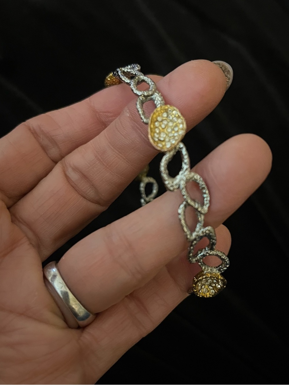 ALEX BITTAR Two-Tone Pavé Link Bracelet - Gold and Silver